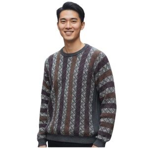 Vintage Peruvian Connection 100% Alpaca Sweater Gray Multicolor Men's XL Cosby